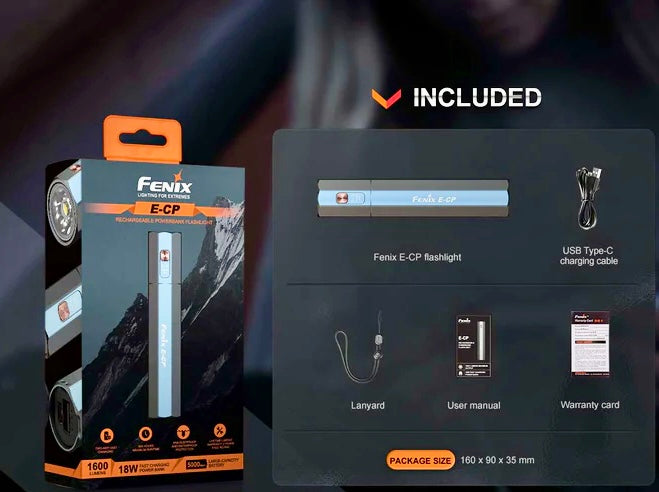 Fenix E-CP Flashlight + Power Bank w/ FREE Ultimate Mount – Original Free Range