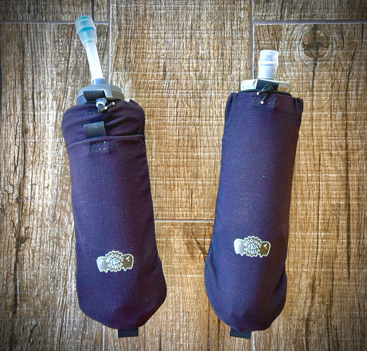 Add-on flask pockets for backpacks.